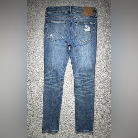 American Eagle Jeans Mens 31 Skinny Airflex Temp Tech Distressed Holes Grunge - Picture 6 of 6
